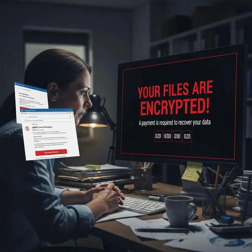 Business owner concerned about phishing and ransomware attacks