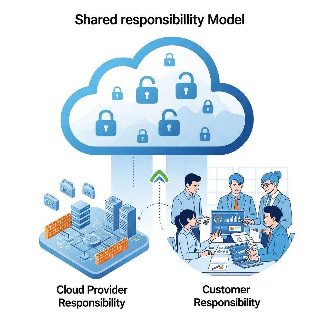 Team reviewing cloud security responsibilities on a whiteboard